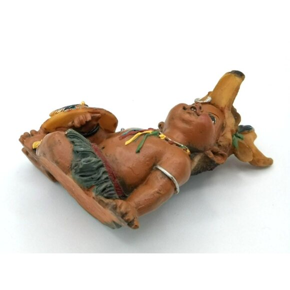 Native American Smiling Baby Figure Deer Antler Headdress Shield Vintage 3 Inch - Picture 14 of 15